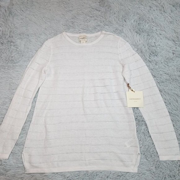 Cynthia Rowley Womens Shirt Top White Medium Sheer‎ Linen Blouse Pullover - Picture 1 of 11